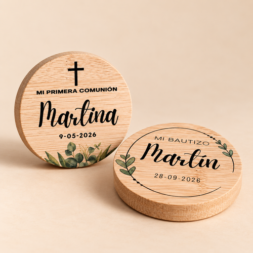 Abridor de botellas de madera personalizado para regalar en bodas, bautizos y comuniones