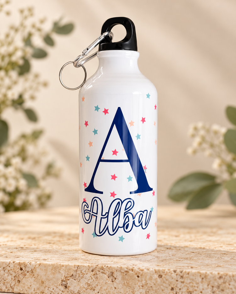 Botella personalizada 600 ml, modelo Estrellas rosas