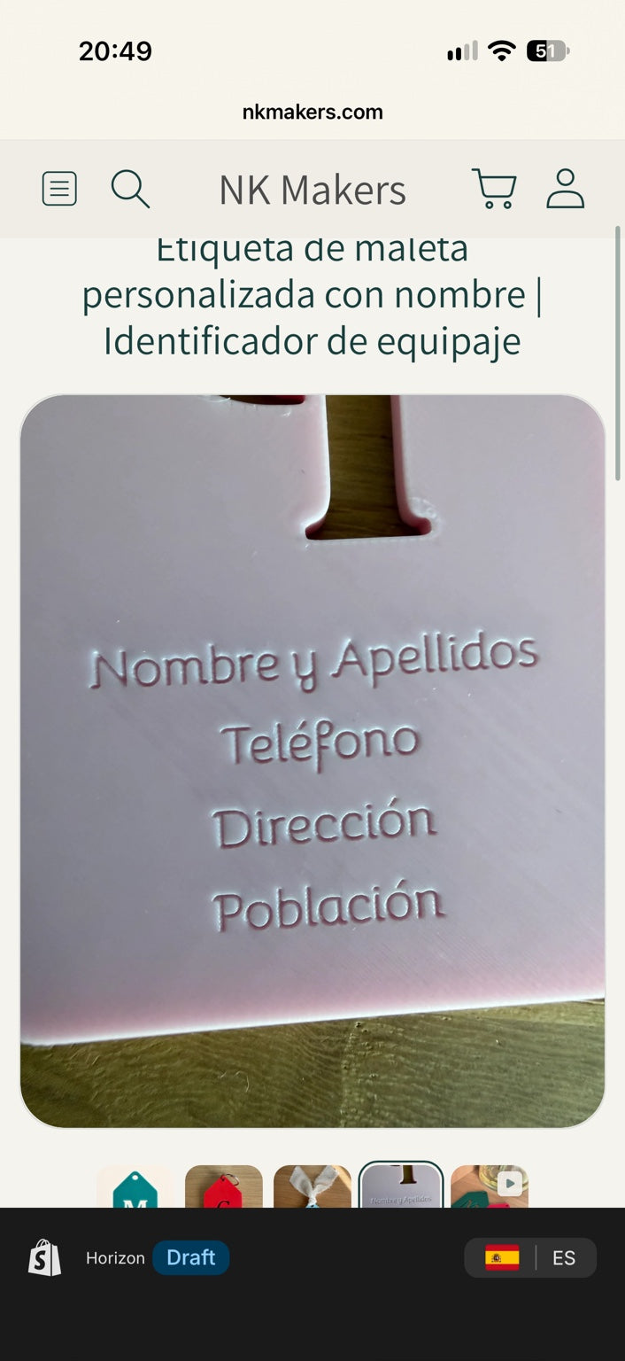 Parte trasera de etiqueta de maleta personalizada con campos de datos